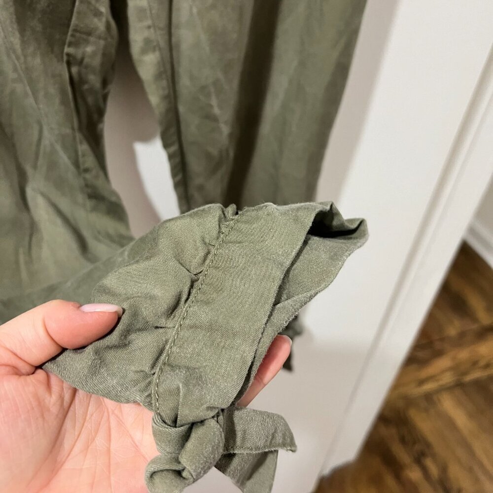 Abercrombie & Fitch Olive Green Tie-Hem Pants - Size L - Picture 4 of 8
